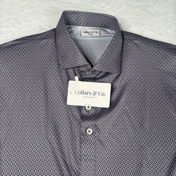 Collars & Co. Other - Collars and Co NWT Semi-Spread Collar Polo Crest Point Grey And Pink - Size M